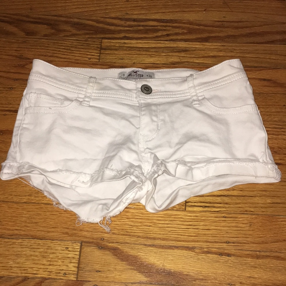 Low rise white denim shorts